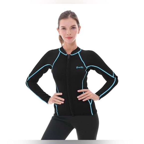 GoldFin Wetsuit Top Women, 2mm Wetsuits Jacket Long Sleeve Neoprene Tops Size Sm - Picture 1 of 6